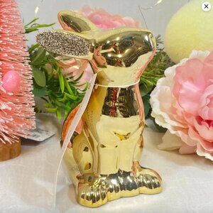 Rachel Zoe Ceramic Gold Glitter Easter Sitting Bunny Figurine Rabbit Statue New